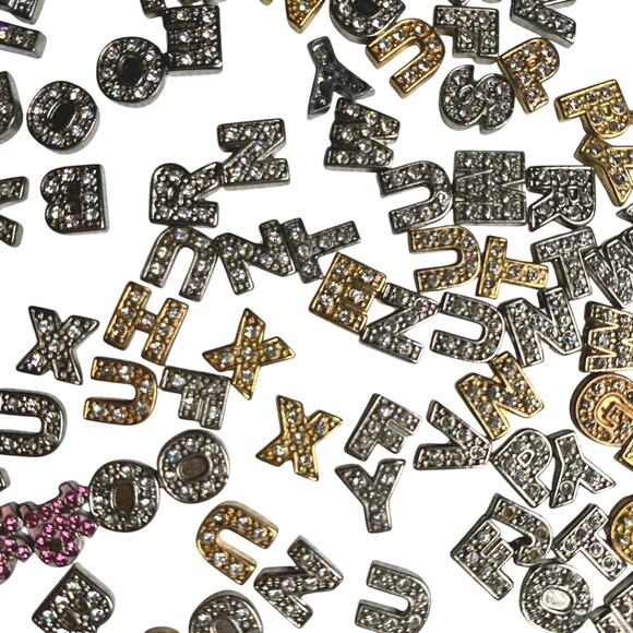 Lot 100+ Floating Locket Jewelry Charms Gold Silver Alphabet Initials Letters - Picture 12 of 12